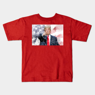 Donald Trump pointing with American flag Kids T-Shirt